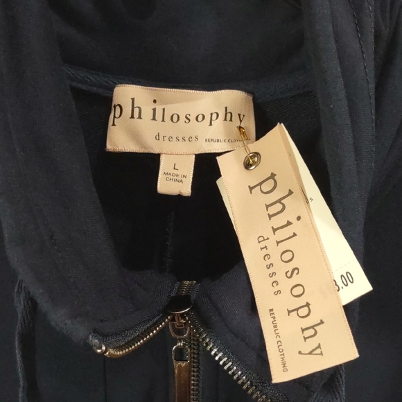 PHILOSOPHY Navy Short Sleeve Dress with Pockets - Picture 6 of 15